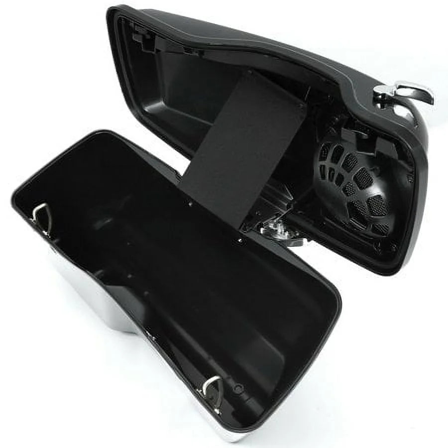 Kojem Hard Saddle Bags for 1993 - 2013 Harley Road King Glide Vivid Black Lockable Saddlebags