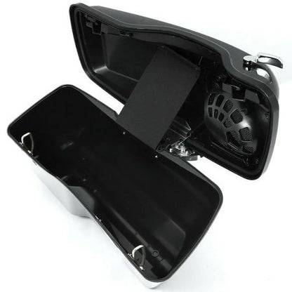 Kojem Hard Saddle Bags for 1993 - 2013 Harley Road King Glide Vivid Black Lockable Saddlebags