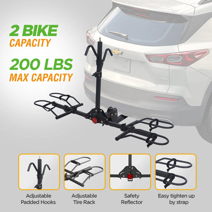 Young Electric Ebike Rack, 200lb Capacity, Alloy Steel Hitch Mount, Fits 5-Inch Fat Tire Bikes, 2-Inch Receiver