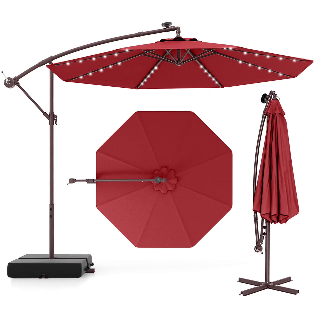 Costway 98.40" Navy Cantilever Patio Umbrella, Base-Included