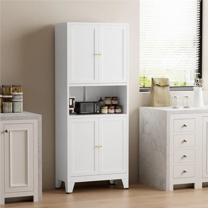 Elegant 69" Tall Modern Kitchen Pantry,Metal Storage Cabinet with Adjustable Shelves,Pantry Storage Cabinet for Kitchen,Dining Room,Living Room,Blue