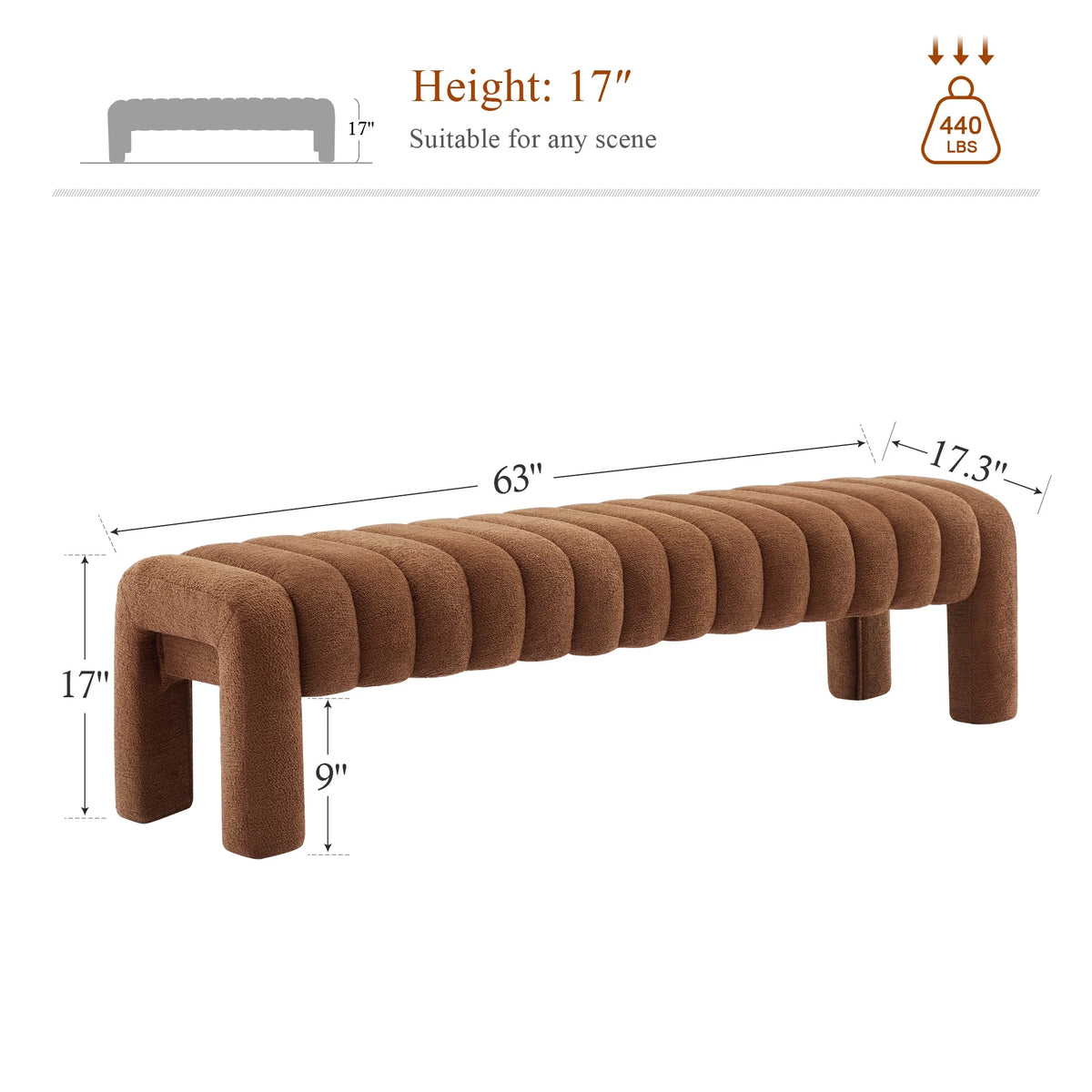Zesthouse 63�� End of Bed Bench, Linen Tufted Upholstered Ottoman Bench with Padded Seat and Solid Wood Leg, Modern Entryway Bench for Bedroom, Living Room, Beige