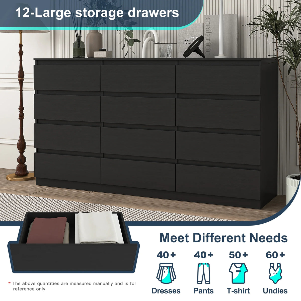 Kadyn White Chest of Drawer, 6 Double Drawer Dresser for Bedroom, Modern Storage Cabinet for Living Room, Dresser