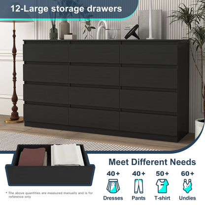 Kadyn White Chest of Drawer, 6 Double Drawer Dresser for Bedroom, Modern Storage Cabinet for Living Room, Dresser