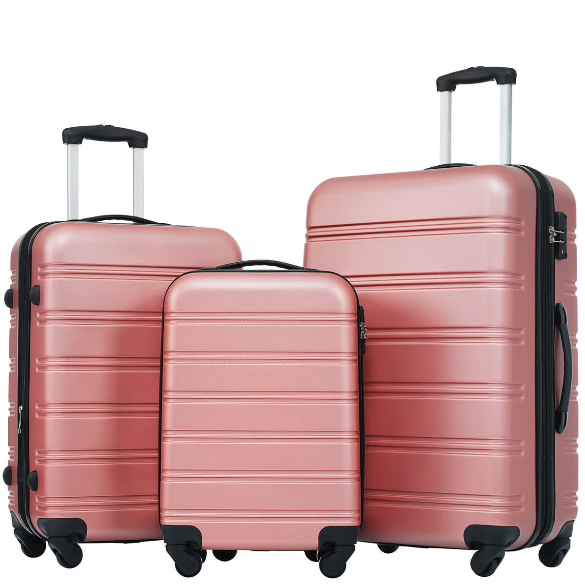 3 Piece ABS Luggage Set, Luggage with Spinner Wheel & TSA  20/24/28 inch, Purple