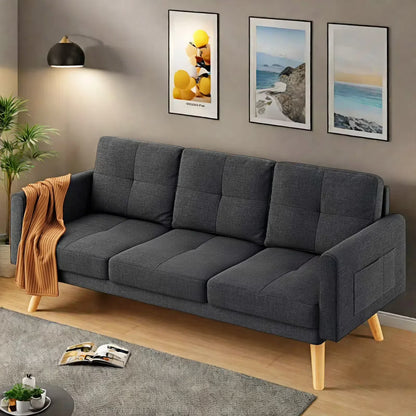 Lofka Sofa Couch with Large Storage Pockets and Soft Seats,Modern Loveseat Sofa for Apartment, Office, Bedroom,Deep Gray