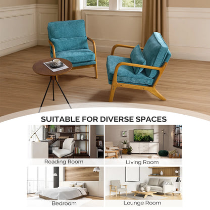 Ktaxon Accent Chair Corduroy Upholstered Armchair, Reading Club Chair with Pillow and Solid Wood Frame for Living Room Bedroom Furniture Off White