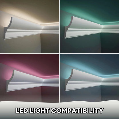 7-Piece 94.5�� (55.12 ft) Crown Molding with Duct Kit for Seamless Ambient Home Accent Lighting | Waterproof Channel for Easy LED Strip Installation (CROWN MOLDING WITH LED DUCT)