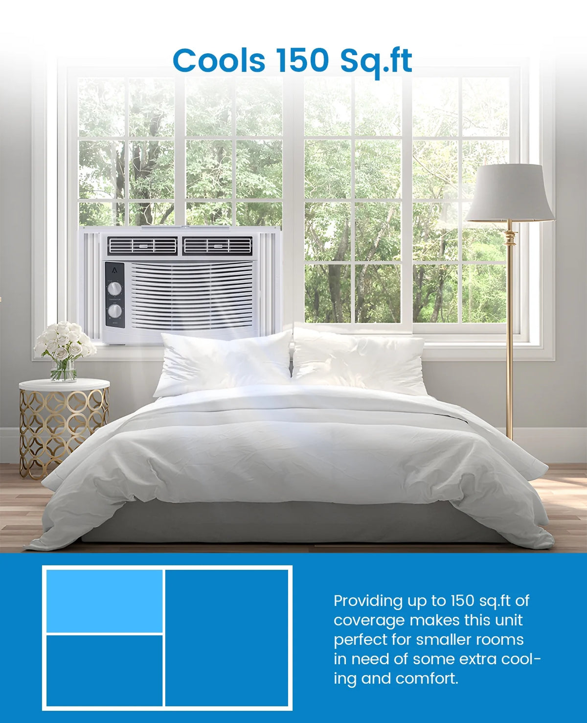 GAOMON 6000 BTU Window Air Conditioner, Cools Up to 350 Sq. Ft, Window AC Unit with Remote, 3 fan speeds, Sleep mode, Auto Restart, 24H Timer Window Air Conditioner, 115V/60Hz, White