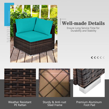 Costway 8PCS Patio Rattan Furniture Set Fire Pit Table Tank Holder Cover Deck Black