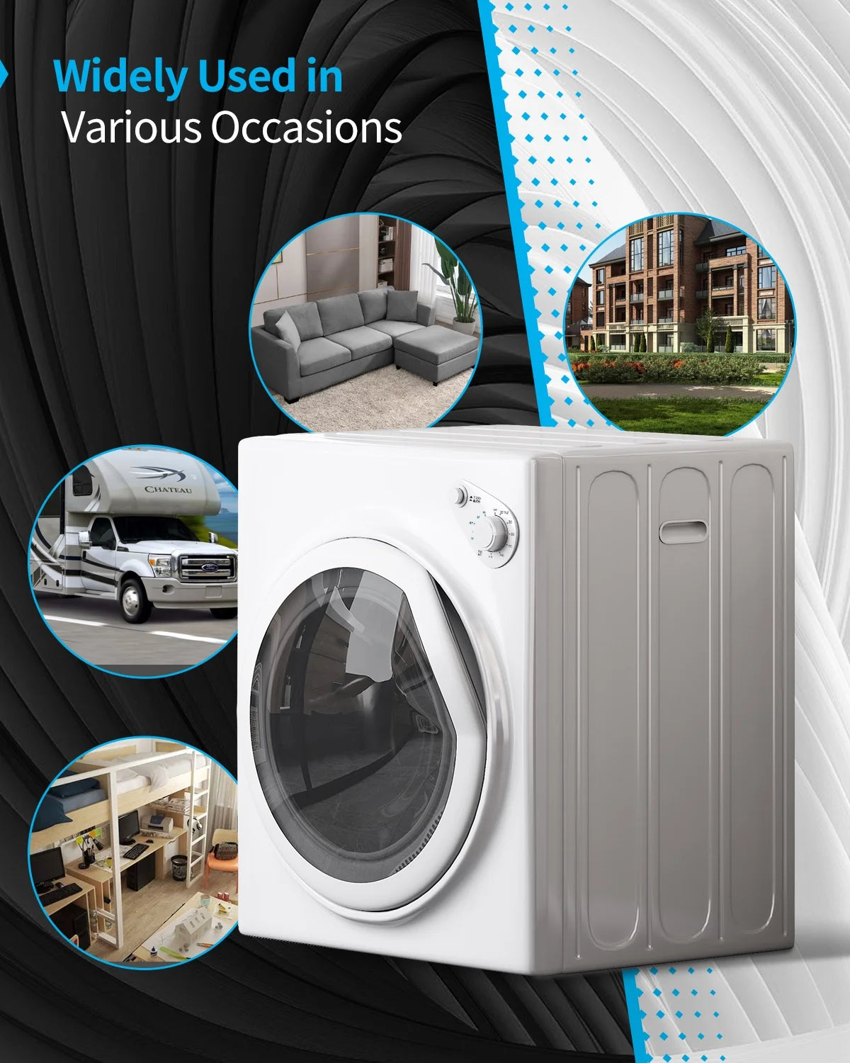 TABU Washer and Dryer Set, 17.6LBS Full Automatic Washing Machine & 8.8LBS Portable Dryer (Gray&White)