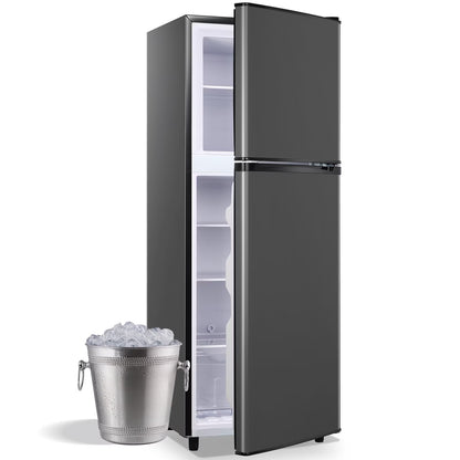 JIEJIA 5.0 Cu.Ft Apartment Size Refrigerators with Separate Freezer, 2 Door Refrigerator, Small Fridge with Freezer, Gray