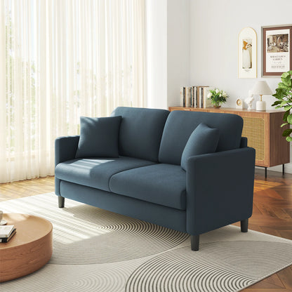 Loveseat Sofa,65" Comfy Teddy Fleece Love Seat Couch,Neche Extra Deep Seats Sofas,Tool-Free Setup Couch with 2 Pillows for Living Room,Coffee Brown