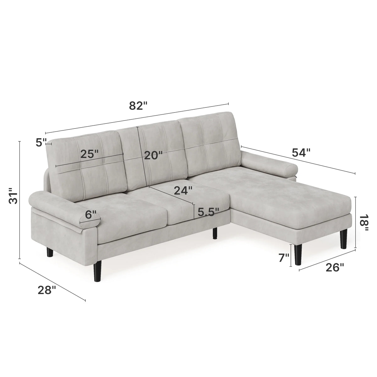 Lofka Sofa Couch with Large Storage Pockets and Soft Seats,Modern Loveseat Sofa for Apartment, Office, Bedroom,Deep Gray