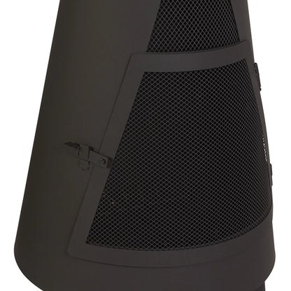 Mainstays 67�?Tall Round Powder-Coated-Black Finish Steel Wood Burning Chiminea