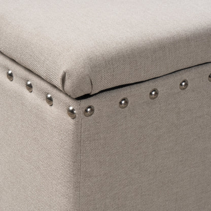 Noble House Hampton Contemporary Fabric Upholstered Storage Ottoman, White and Blue Floral