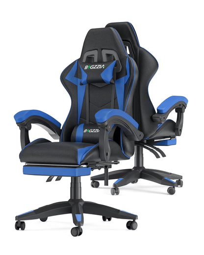 Bigzzia Gaming Chair with Footrest, Gaming Chair for Adult with Headrest and Lumbar Support,Red