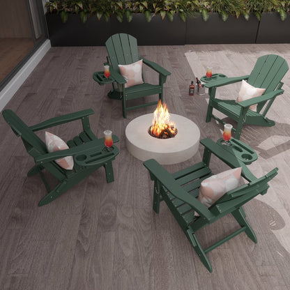 FOOWIN HDPE Plastic Adirondack Chairs Set of 4, Black