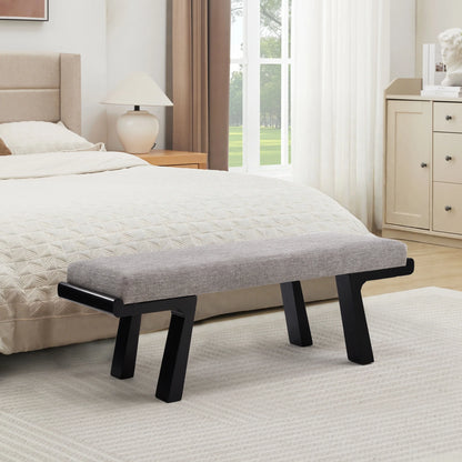 Zesthouse 47.4" Linen Upholstered Bench, Entryway Bench with Solid Wood Legs, Modern Ottoman Bench for Living Bedroom Room, Beige