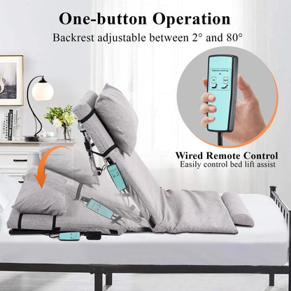 Adjustable Power Lifting Bed Backrest for Elderly Patient Injured, Sit-up Back Rest Chair for Neck Lumbar Back Support, Electric Lifting Backrest for Bed (Gray)