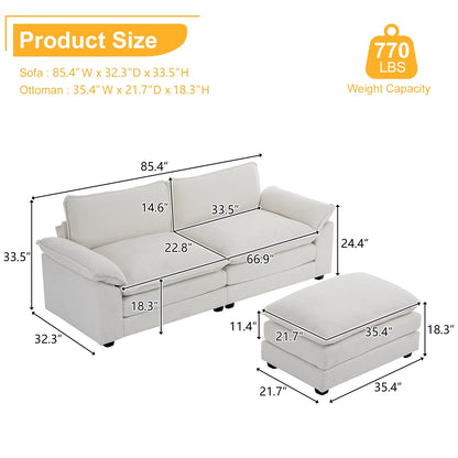 Zimtown Sectional Sofa with Ottoman, L Shaped Convertible Couch with Removable Chaise Chenille Fabric Sofa Set for 4-6 Persons Living Room Furniture Dark Grey