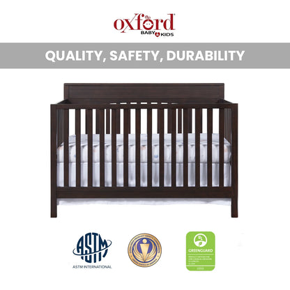 Oxford Baby Harper 4-in-1 Convertible Crib, Dove Gray, GREENGUARD Gold Certified, Wooden Crib