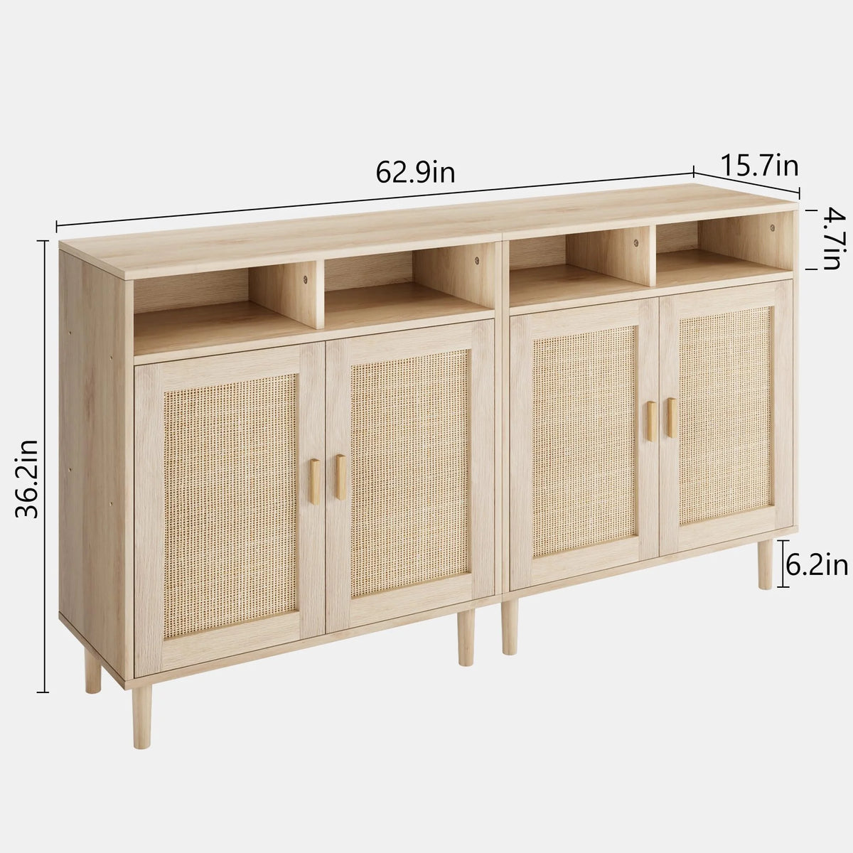 NEILA Rattan Cabinet with 2 Doors and Shelf, Modern Accent Furniture, 1 Piece