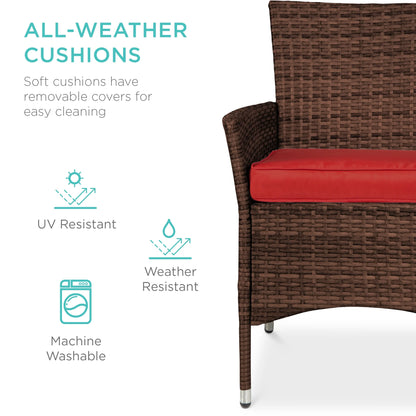 Best Choice Products 5-Piece Indoor Outdoor Wicker Patio Dining Table Furniture Set w/ Umbrella Cutout, 4 Chairs - Gray