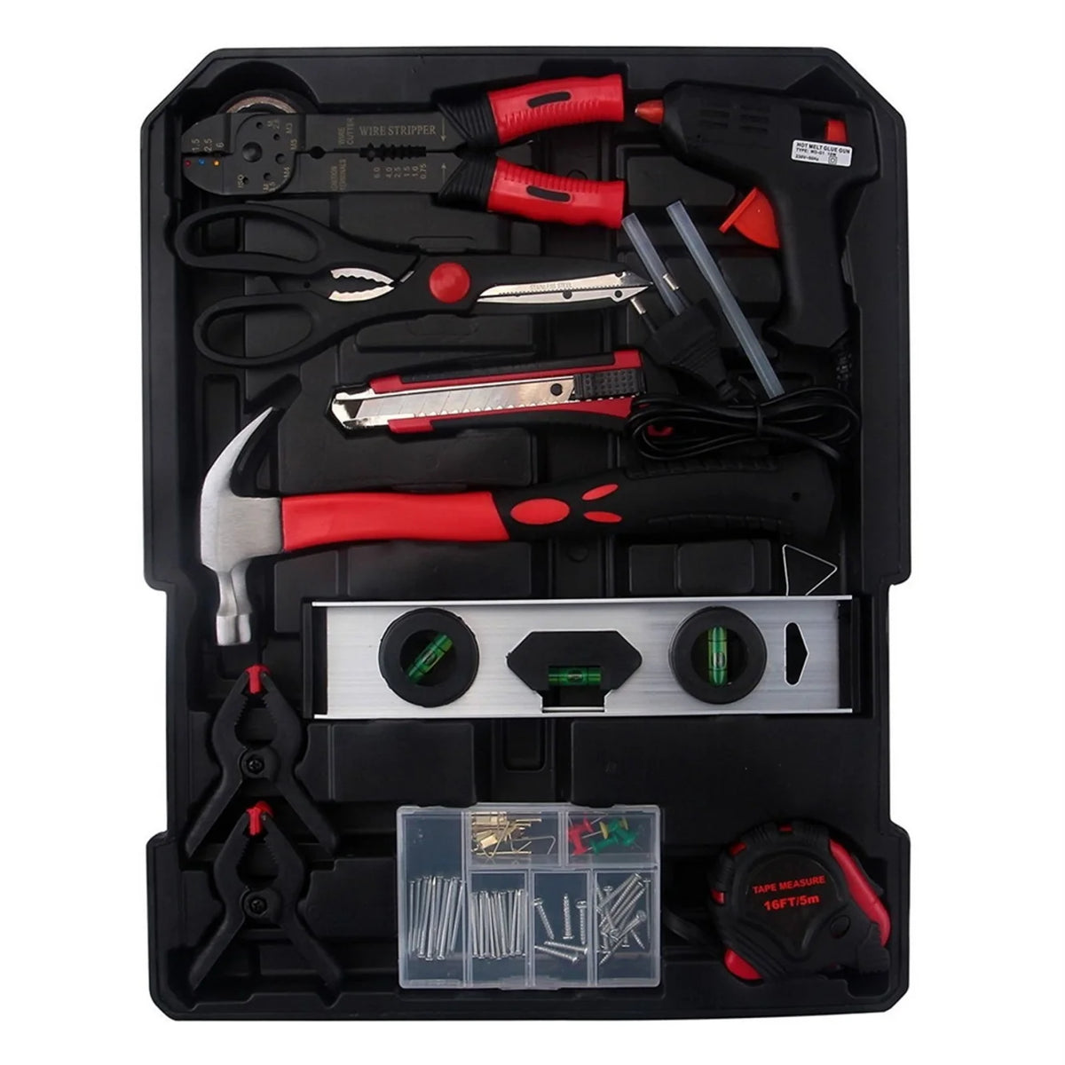 799PCS Aluminum Trolley Case Tool Set, Complete Tool Box Set with Rolling Wheels, Household Hand Tools Kit for Men, Silver