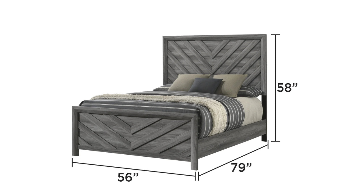 Denver Modern Style 4PC Full Size Bedroom Set Made With Wood in Gray Colour