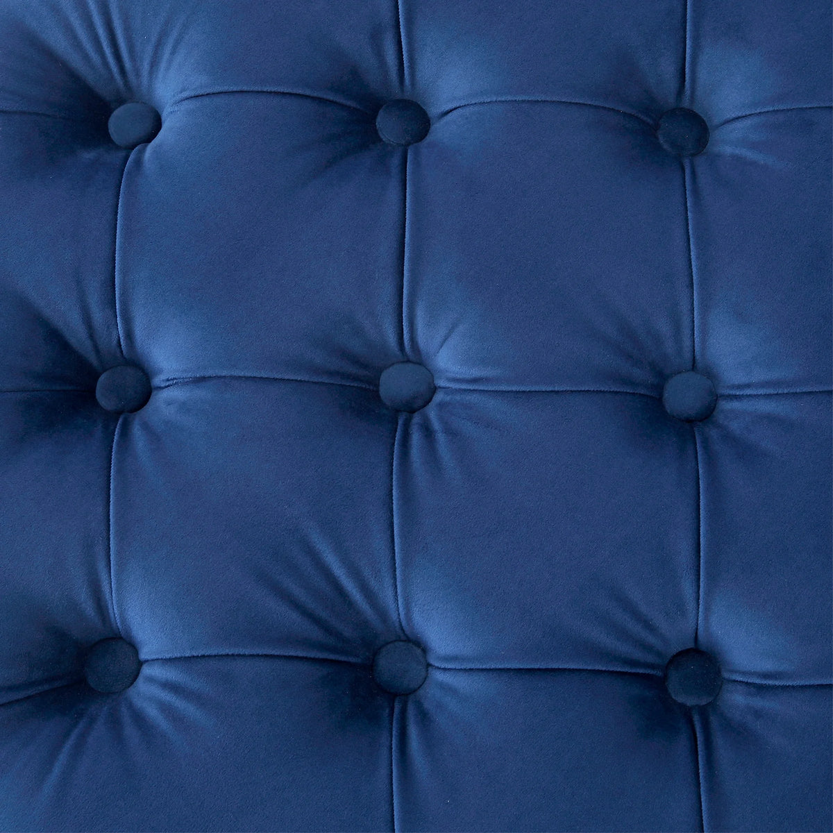 WestinTrends Wordford Round Velvet Tufted Storage Ottoman, Velvet Navy Blue