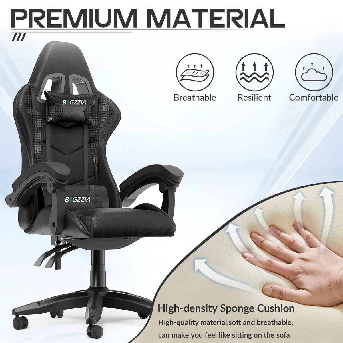 Bigzzia Gaming Chair with Footrest, Gaming Chair for Adult with Headrest and Lumbar Support,Red