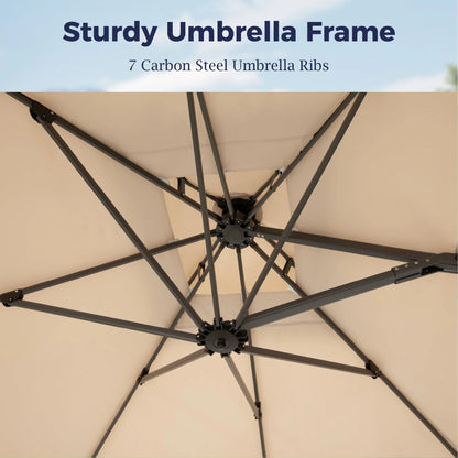 Alpha Joy 12x9ft Outdoor Patio Umbrella Large Rectangle Offset Cantilever Double Umbrella with 360°Rotation, Beige