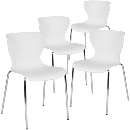 BizChair 4 Pack Contemporary Design Orange Plastic Stack Chair