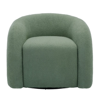 360�� Swivel Accent Chair for Living Room, Boucle Barrel Armchair Single Sofa Chair Reading Chair, Sage Green