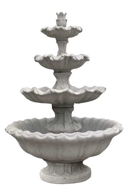 Solid Rock Stoneworks Extra Large Concrete Scroll Fountain- 72" Tall