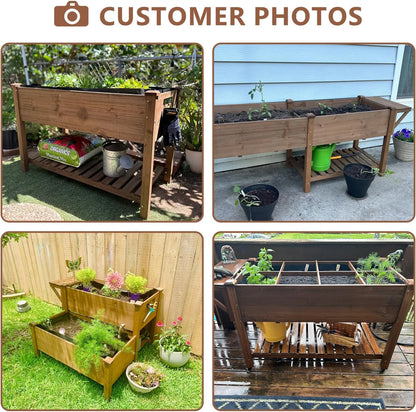 PETSCOSSET Large Raised Garden Bed Outdoor Wooden Planter Box with Legs for Gardening
