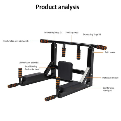 Dual-Use Wall-Mounted Pull-up Bar for Home Gym Strength Training Equipment Chin Up Steel Bar