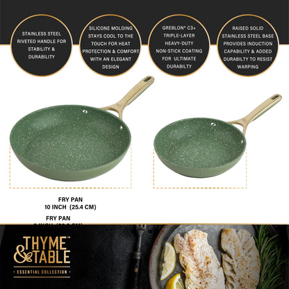 Thyme & Table 12-Piece Non-Stick Supreme Cookware Set, Pots and Pans Set - Cream