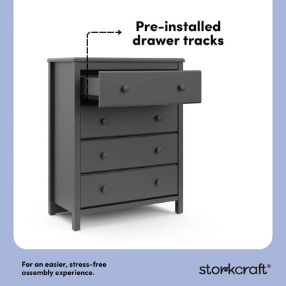Storkcraft Alpine 4 Drawer Nursery Dresser, White