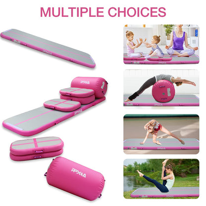 Gymnastics Mat Set 10FT Inflatable Tumbling Mat, 39*24 inch Air Roller Gymnastics Barrel and 3 Air Block with 800W Air Pump for Training Cheerleading Home Use Yoga and Water Use