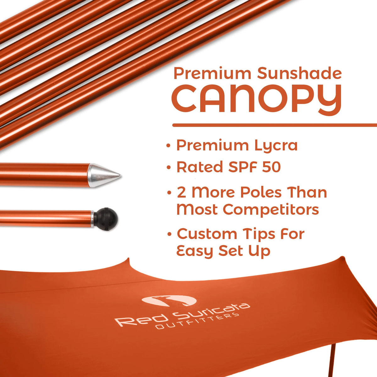 Orange Family Beach Sun Shade Canopy Tent with sand anchors