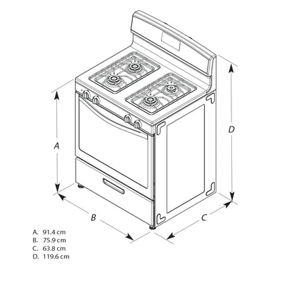 Amana? Brand New Model - AER6303MMS 30-inch Electric Range with 4.8 Cu ft oven. - assembled product Depth: 27.5�� - assembled product height: 46.08�� - assembled product Width: 30��
