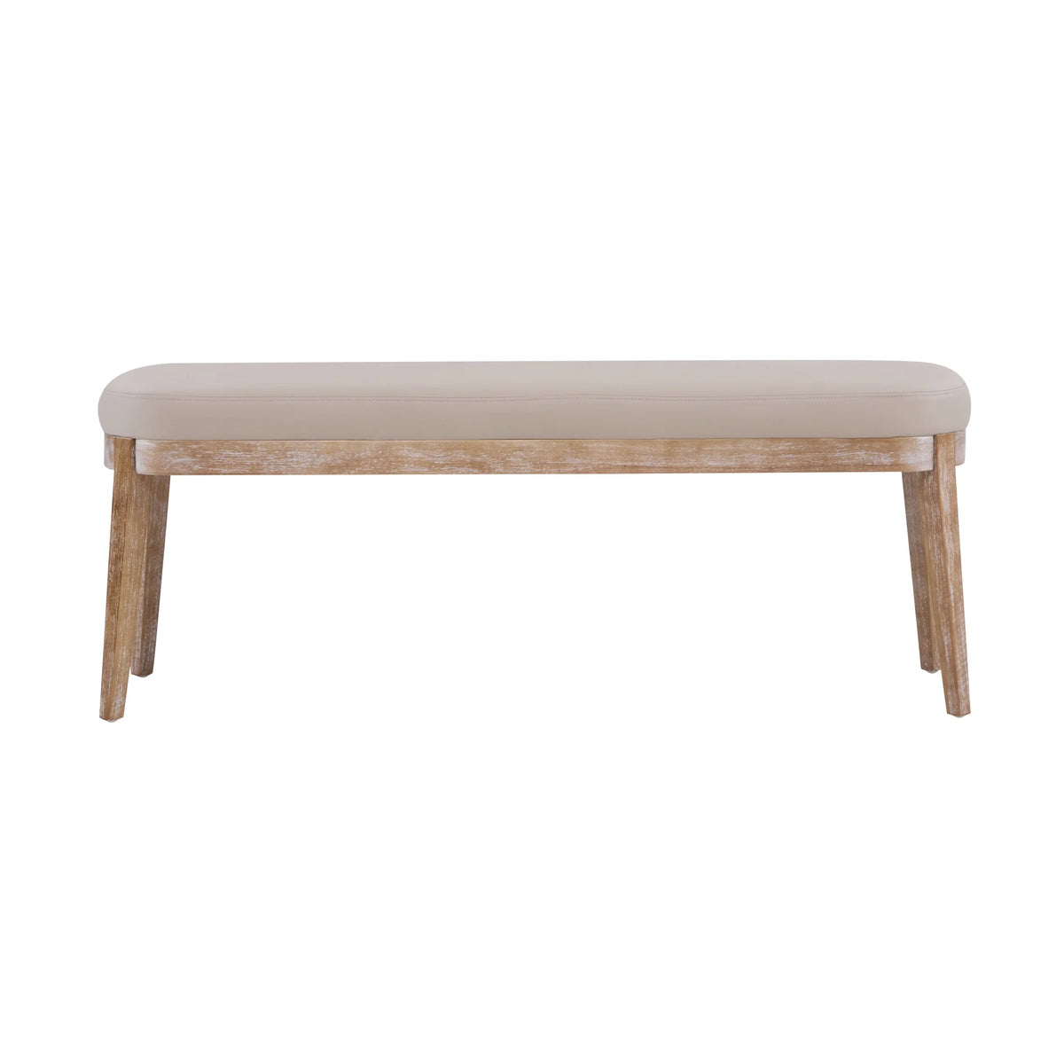 Eleanor Mid-century Upholstered Dining Bench, Entryway Bench with Solid Wood Frame, Beige
