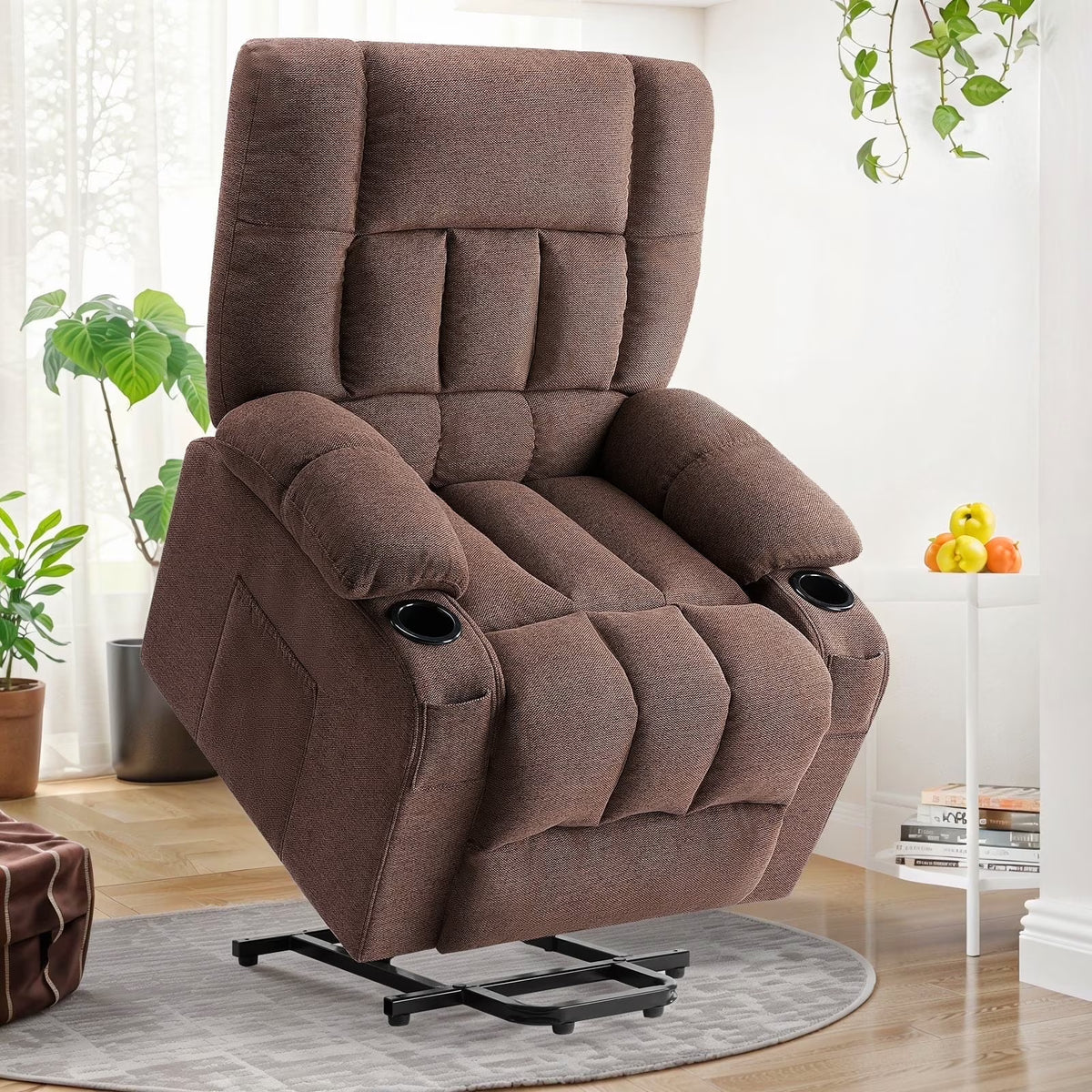 Recline Chair, 21.6"W Oversize Accent Armchair with Storage Bag, Modern Chair for Living Room, Bedroom, Gray