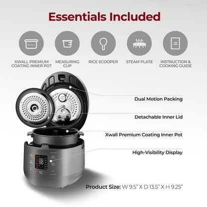 CUCKOO CRP-ST0609FG 6-Cup (Uncooked) / 12-Cup (Cooked) Twin Pressure Rice Cooker & Warmer with Nonstick Inner Pot, 16 Menu Options, 3 Voice Guide, Auto Clean (Gray)
