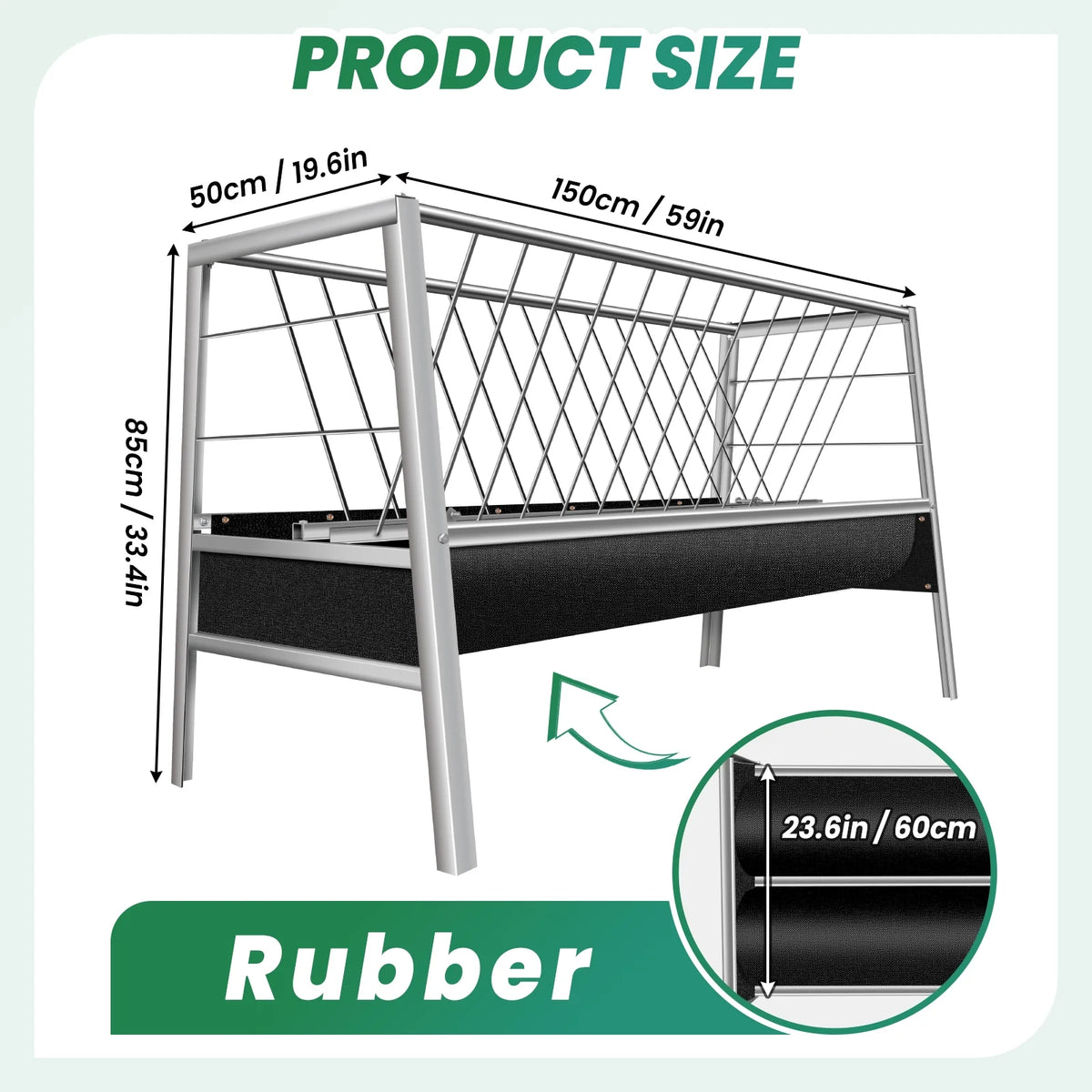 Stainless Steel Livestock Feed Stand, 2-in-1 Hay Water Trough, Heavy-Duty Joints, Ranch Durability