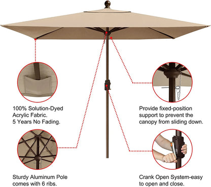 EliteShade Sunumbrella 6x6Ft Square Market Umbrella with Ventilation