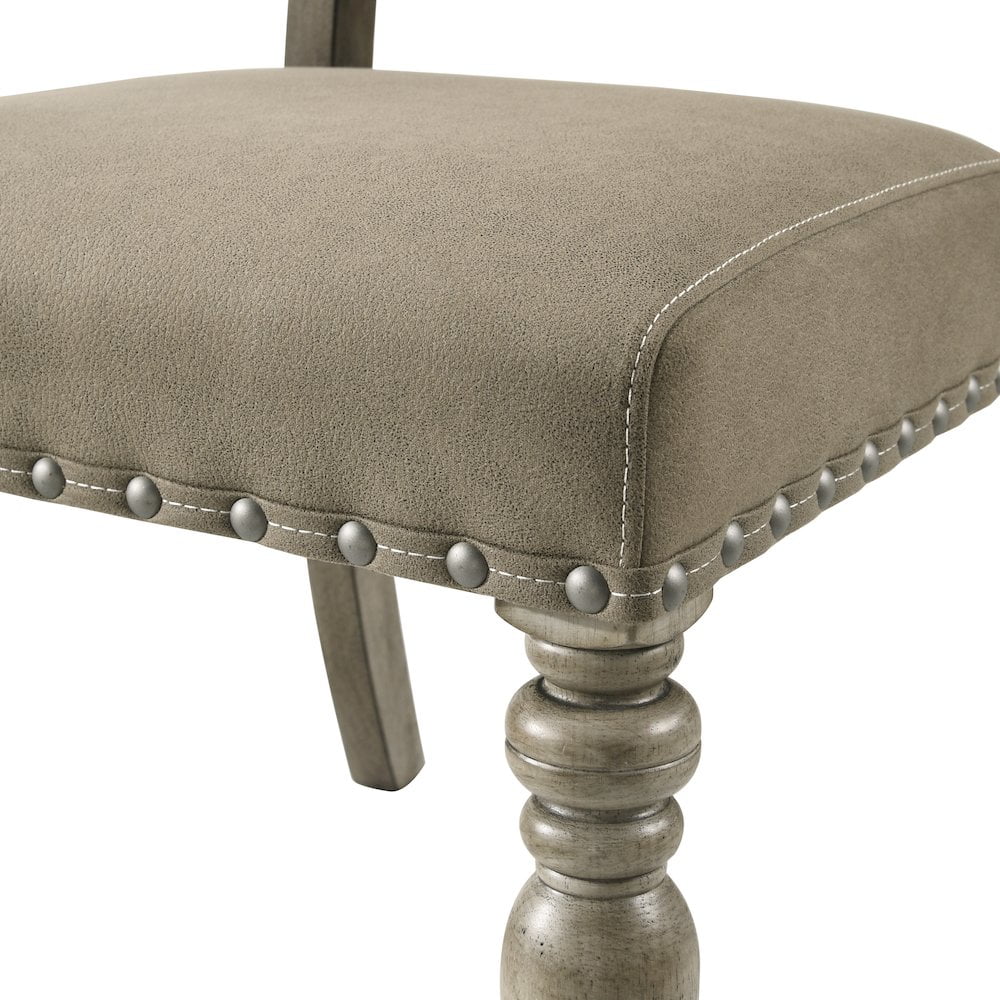 Birmingham Nailhead 6-Piece Table with Nail Head Bench Dining Set, Driftwood