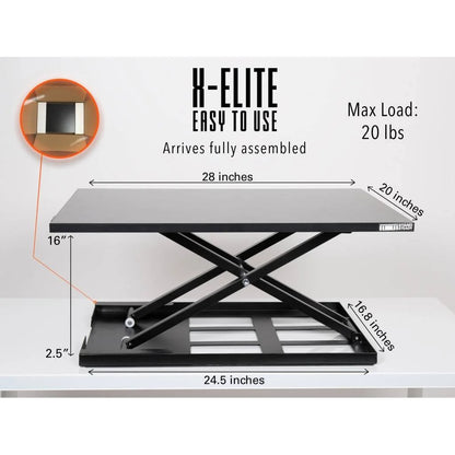 Stand Steady X-Elite Pro Standing Desk Converter | Instantly Convert Any Desk into a Stand Up Desk | Easy Lift Height Adjustable Standing Desk | No Assembly Required (28 x 20 / Black)
